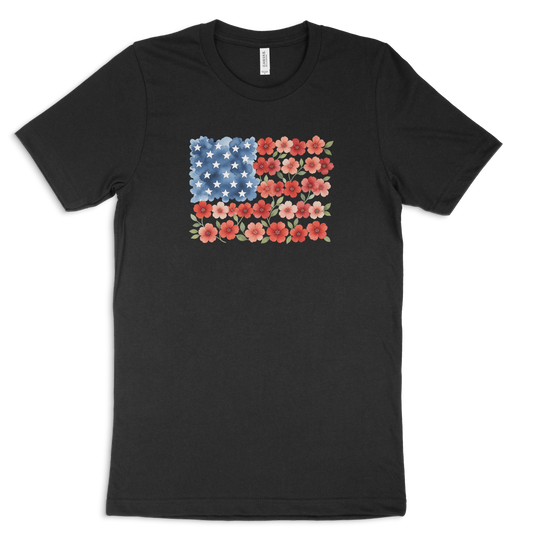 Floral American Flag T-shirt