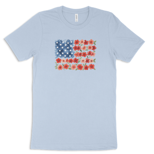 Floral American Flag T-shirt