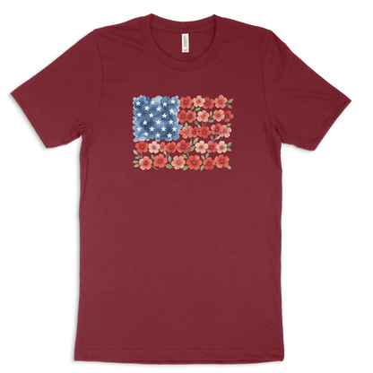 Floral American Flag T-shirt