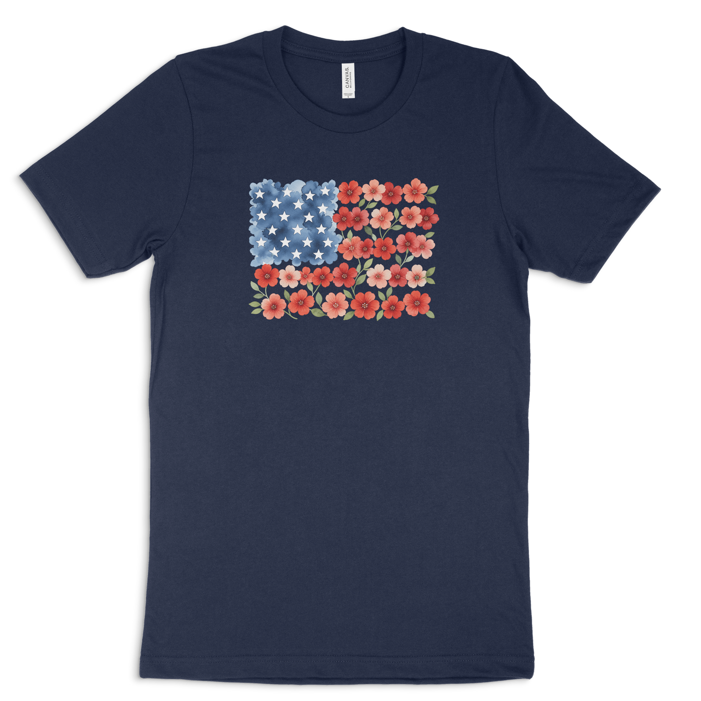 Floral American Flag T-shirt