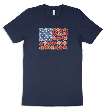 Floral American Flag T-shirt